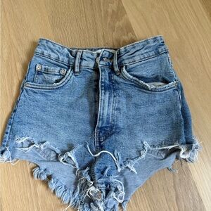 Zara Blue Distressed Jean Shorts